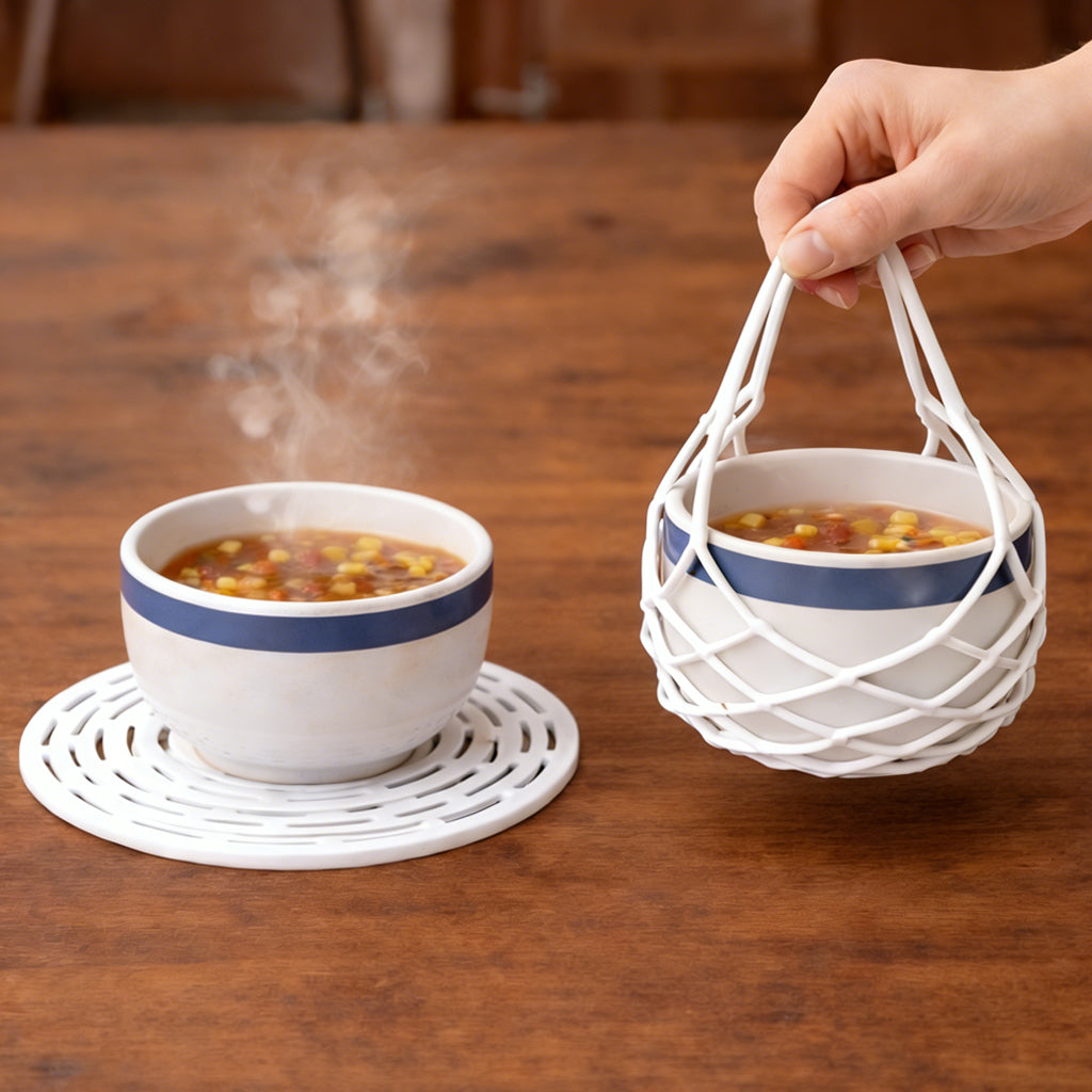 Vodlan™ 2-in-1 Zero-Void™ Silicone Mesh Bag & Heat-Resistant Trivet Mat for Hot Bowls