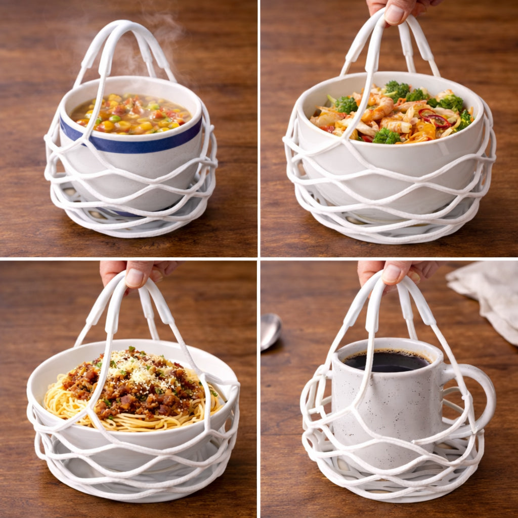 Vodlan™ 2-in-1 Zero-Void™ Silicone Mesh Bag & Heat-Resistant Trivet Mat for Hot Bowls