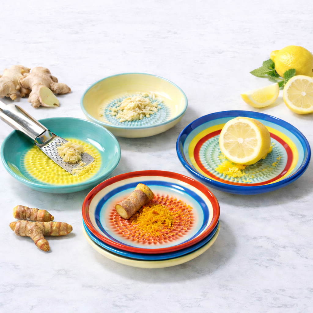 Vodlan™ Handmade Ceramic Ginger & Garlic Grater – Fine Grinder for Fruits, Spices & Fresh Flavor