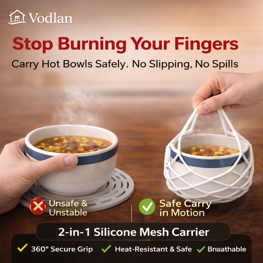 Vodlan™ 2-in-1 Zero-Void™ Silicone Mesh Bag & Heat-Resistant Trivet Mat for Hot Bowls